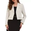 Cropped Blazer For Women's Lapel Collar Work Office Long Sleeve Suit Jacket Business Blazers