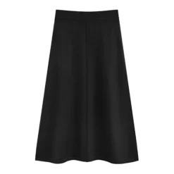 Women's Sweater A-Line Skirts Elastic High Waist Stretchy Ribbed Knit Fashion Midi Skirt -Fashion Clothing Store 7806827 Black 1