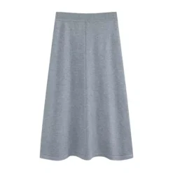 Women's Sweater A-Line Skirts Elastic High Waist Stretchy Ribbed Knit Fashion Midi Skirt -Fashion Clothing Store 7806827 Grey