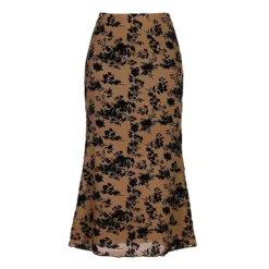 Floral Skirt For Women's Elastic High Waist Mesh Fishtail Fall Winter Elegant Midi Skirt -Fashion Clothing Store 7806829 Brown 1