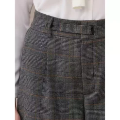 Women's Plaid Work Pant Vintage Houndstooth Wide Leg Straight Long Trousers -Fashion Clothing Store 7806830 ALT3