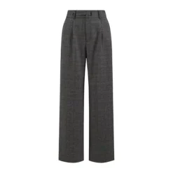 Women's Plaid Work Pant Vintage Houndstooth Wide Leg Straight Long Trousers -Fashion Clothing Store 7806830 Dark Grey 1