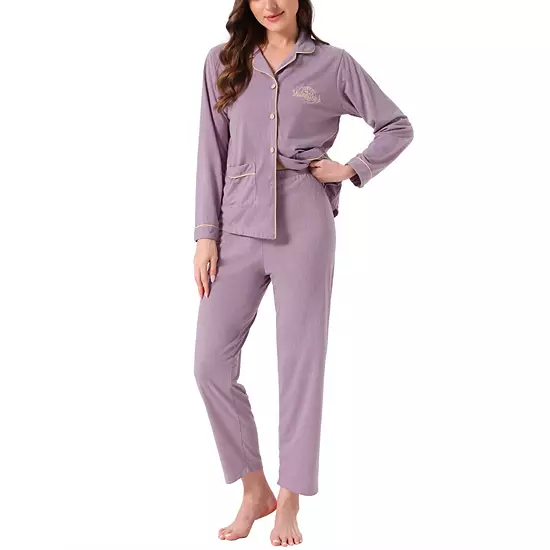 Women's Lounge Set Cotton Ribbed Button Up Long Sleeve Top Pants With Pocket Pajama Set Loungewear 6 Women's Lounge Set Cotton Ribbed Button Up Long Sleeve Top Pants With Pocket Pajama Set Loungewear - Image 6