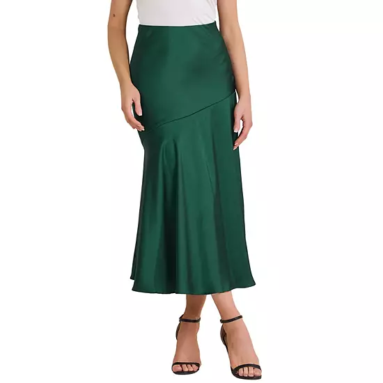Women's Satin Maxi Skirt Fall High Waist Casual Cocktail Party Wedding Mermaid Long Skirts 7 Women's Satin Maxi Skirt Fall High Waist Casual Cocktail Party Wedding Mermaid Long Skirts - Image 7