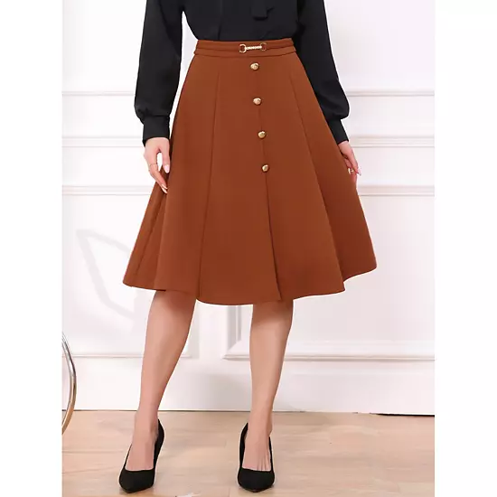 A-Line Midi Flare Skirt For Women's Vintage High Waist Pleated Skirts 2 A-Line Midi Flare Skirt For Women's Vintage High Waist Pleated Skirts - Image 2