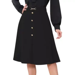 A-Line Midi Flare Skirt For Women's Vintage High Waist Pleated Skirts 15 A-Line Midi Flare Skirt For Women's Vintage High Waist Pleated Skirts -Fashion Clothing Store 7806857 Black