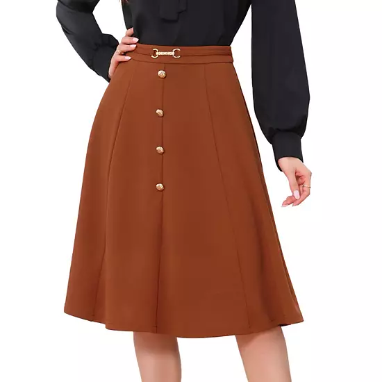 A-Line Midi Flare Skirt For Women's Vintage High Waist Pleated Skirts 6 A-Line Midi Flare Skirt For Women's Vintage High Waist Pleated Skirts - Image 6