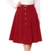 A-Line Midi Flare Skirt For Women's Vintage High Waist Pleated Skirts