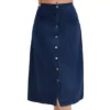 Women's Denim Skirt Button Down Front Slit High Waisted Pockets A Line Midi Jean Skirts