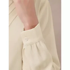 Women's Button Down Blouse Pleated V Neck Long Sleeve Business Casual Shirt Top -Fashion Clothing Store 7806870 ALT3