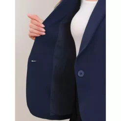 Work Blazer For Women Shawl Lapel 3/4 Sleeves Pocket Single Button Suit -Fashion Clothing Store 7806883 ALT3
