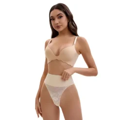 Women's High Waisted Tummy Control Briefs Breathable Stretch Lace Firm Control Thong Shapewear -Fashion Clothing Store 7806890 ALT2