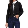 Crew Neck Coat For Women Long Sleeves Button Down Vintage Jackets