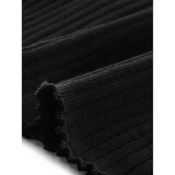 Women's Knitted Dress V Neck Solid Color Long Sleeves Buttons Slim Fitted Sweater Dresses -Fashion Clothing Store 7807159 ALT3