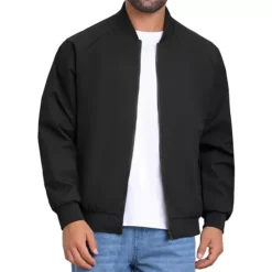 Men's Casual Stylish Lightweight Full Zip Up Bomber Jacket 15 Men's Casual Stylish Lightweight Full Zip Up Bomber Jacket -Fashion Clothing Store 7807696 Black