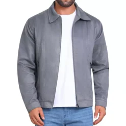 Men's Casual Coat Collared Zipper Outdoor Wear Vintage Suede Jacket