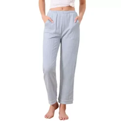 Women's Pajama Pants Cotton Knit Ribbed Elastic Waist Straight Leg With Pockets Loungewear Casual -Fashion Clothing Store 7809025 Blue