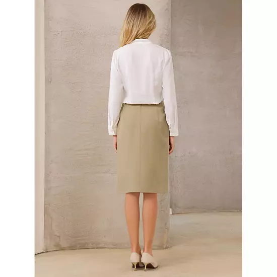 Women's Business Pencil Skirt High Waist Formal Work Knee Length Skirts 3 Women's Business Pencil Skirt High Waist Formal Work Knee Length Skirts - Image 3