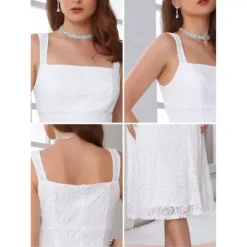 Women's Lace Prom Dress Straps Square Neck Sleeveless Formal Evening Cocktail Midi Dresses -Fashion Clothing Store 7809049 ALT3