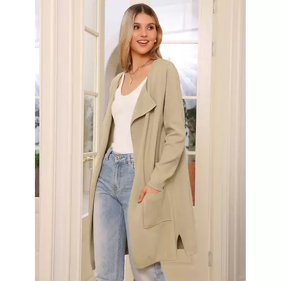 Sweater Cardigan For Women Fall Outerwear Open Front Long Sleeve Mid Long Knit Coatigan Jacket 3 Sweater Cardigan For Women Fall Outerwear Open Front Long Sleeve Mid Long Knit Coatigan Jacket - Image 3