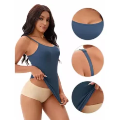 Women's Spaghetti Straps Camisoles With Built-In Bras Basic Breathable Sleeveless Undershirts Tops -Fashion Clothing Store 7809442 ALT3