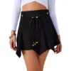 Women's Faux Suede Skirt Asymmetric Hem High Waist A-Line Asymmetrical Mini Skirts