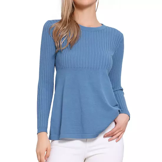 Women's Pullover Sweaters Long Sleeve Crew Neck Loose Fit Stretchy Knit Sweater Elegant Peplum Tops 1 Women's Pullover Sweaters Long Sleeve Crew Neck Loose Fit Stretchy Knit Sweater Elegant Peplum Tops