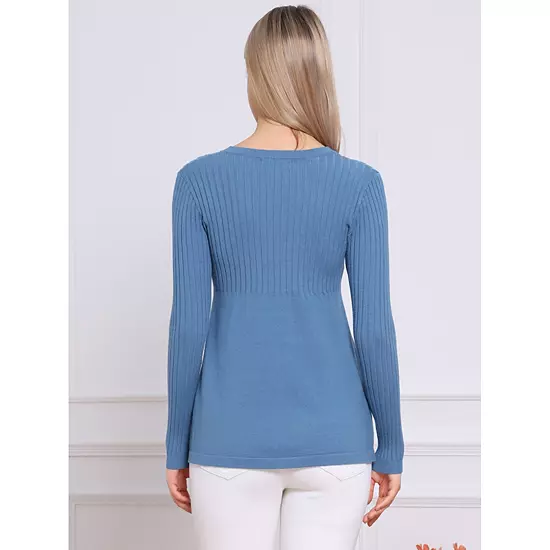 Women's Pullover Sweaters Long Sleeve Crew Neck Loose Fit Stretchy Knit Sweater Elegant Peplum Tops 2 Women's Pullover Sweaters Long Sleeve Crew Neck Loose Fit Stretchy Knit Sweater Elegant Peplum Tops - Image 2