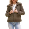 Faux Shearing Fur Winter Coat For Women Warm Thick Fur Lined Faux Leather Jacket