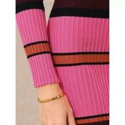 Women's Striped Sweater Dress Long Sleeve Casual Work Ribbed Knit Bodycon Dresses -Fashion Clothing Store 7816485 ALT3