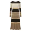 Women's Striped Sweater Dress Long Sleeve Casual Work Ribbed Knit Bodycon Dresses