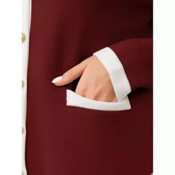 Women's Button Down Cardigan Sweater Crewneck Contrast Trim Long Sleeve Knit Ribbed Jacket -Fashion Clothing Store 7816523 ALT3