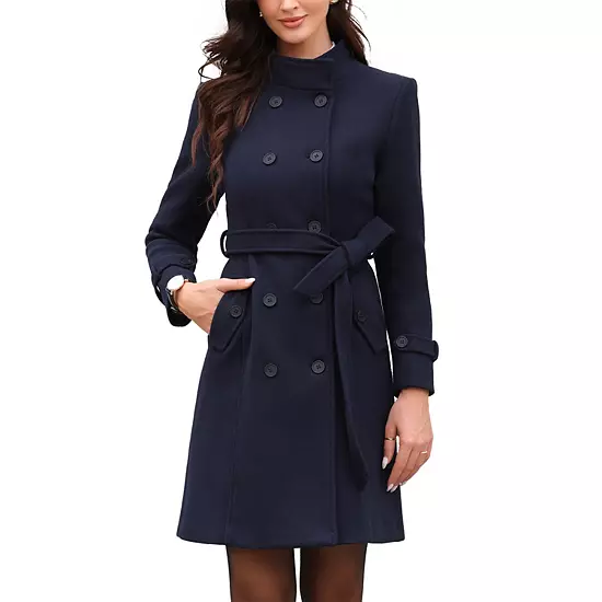 Double Breasted Trench Pea Coat For Womens Elegant Long Sleeve Winter Outerwear With Pockets 1 Double Breasted Trench Pea Coat For Womens Elegant Long Sleeve Winter Outerwear With Pockets