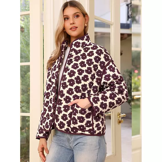 Casual Floral Jackets For Women's Button Long Sleeve Fall Trendy Coats 3 Casual Floral Jackets For Women's Button Long Sleeve Fall Trendy Coats - Image 3