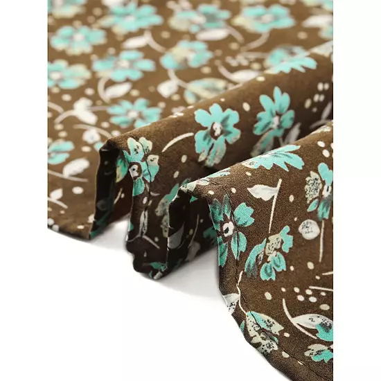 Floral Smocked Long Dress For Women's Long Puffy Sleeve A-Line Summer Boho Maxi Dresses 4 Floral Smocked Long Dress For Women's Long Puffy Sleeve A-Line Summer Boho Maxi Dresses - Image 4