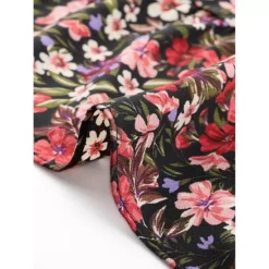 Long Sleeve Dress For Women's V Neck Floral Smocked High Waist Ruffle A Line Knee Length Dresses -Fashion Clothing Store 7816561 ALT3