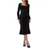 Women's Square Neck Dress Wedding Guest Long Sleeve Formal Cocktail Elegant Midi Fishtail Dresses