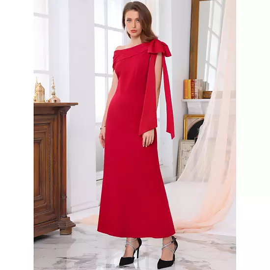 Women's Evening Dress One Shoulder Bow Wedding Guest Bridesmaid Cocktail Prom A-Line Maxi Dresses 2 Women's Evening Dress One Shoulder Bow Wedding Guest Bridesmaid Cocktail Prom A-Line Maxi Dresses - Image 2