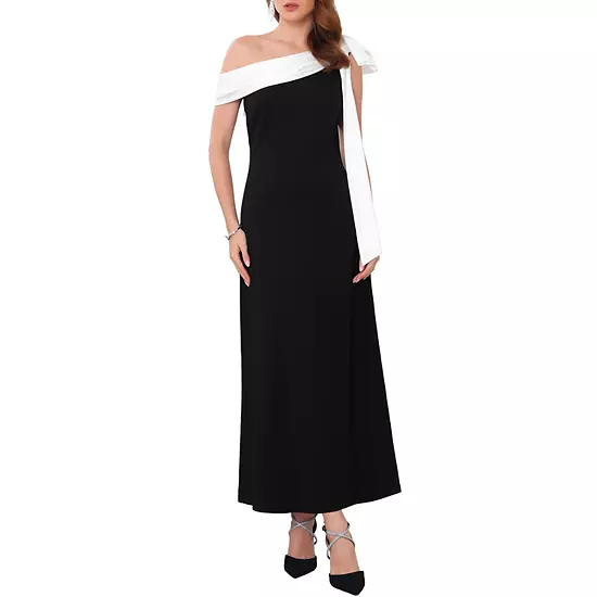 Women's Evening Dress One Shoulder Bow Wedding Guest Bridesmaid Cocktail Prom A-Line Maxi Dresses 1 Women's Evening Dress One Shoulder Bow Wedding Guest Bridesmaid Cocktail Prom A-Line Maxi Dresses