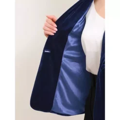 Velvet Blazer For Women's Shawl Collared Long Sleeve Botton Down Business Cocktail Suit Jackets -Fashion Clothing Store 7816724 ALT3