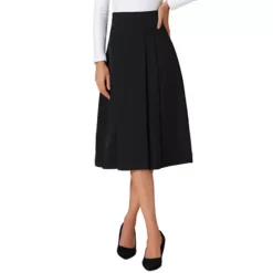 Women's High Waist Fall Work Office A-Line Pleated Midi Skirt -Fashion Clothing Store 7817627 Black