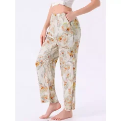 Women's Lounge Pants Floral Dot Pattern Wide Leg Pants Elastic Waist With Pocket Nightwear Pajama -Fashion Clothing Store 7819074 ALT2