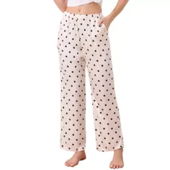 Women's Lounge Pants Floral Dot Pattern Wide Leg Pants Elastic Waist With Pocket Nightwear Pajama -Fashion Clothing Store 7819074 Beige Dot