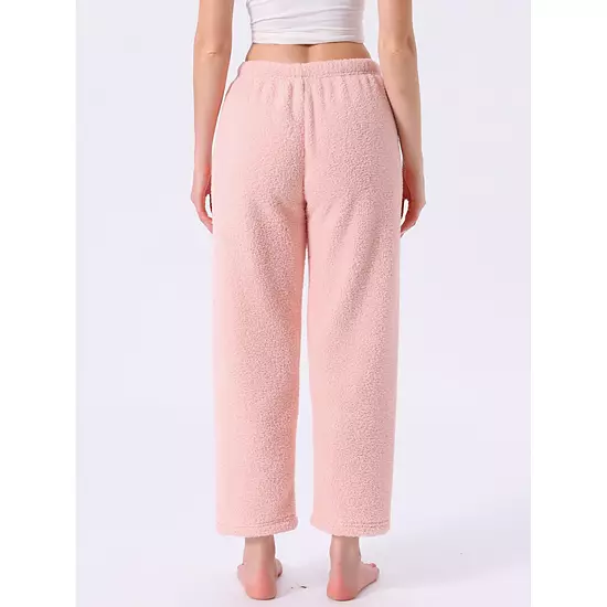 Women's Fleece Pajama Bottoms Fuzzy Elastic Waistband Lounge Plush Warm Winter Lounge Pants 2 Women's Fleece Pajama Bottoms Fuzzy Elastic Waistband Lounge Plush Warm Winter Lounge Pants - Image 2