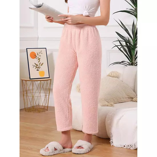 Women's Fleece Pajama Bottoms Fuzzy Elastic Waistband Lounge Plush Warm Winter Lounge Pants 3 Women's Fleece Pajama Bottoms Fuzzy Elastic Waistband Lounge Plush Warm Winter Lounge Pants - Image 3