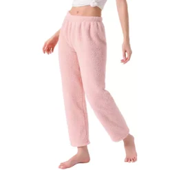 Women's Fleece Pajama Bottoms Fuzzy Elastic Waistband Lounge Plush Warm Winter Lounge Pants