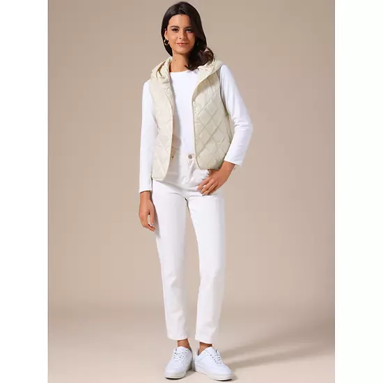 Women's Lightweight Vest Hooded Sleeveless Button Down Casual Puffer Vest 4 Women's Lightweight Vest Hooded Sleeveless Button Down Casual Puffer Vest - Image 4
