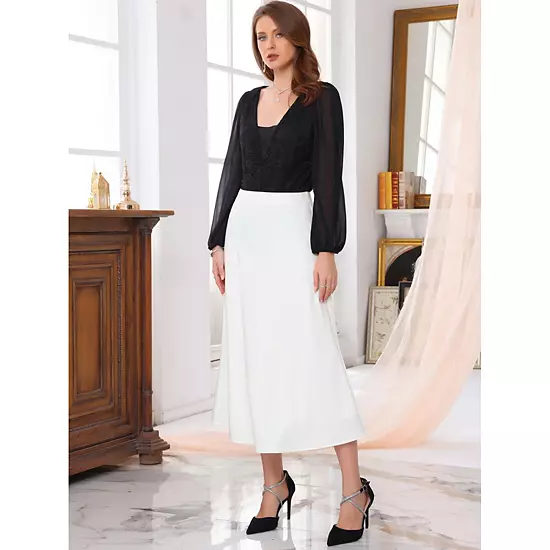 Women's Satin Maxi Skirt High Waist Formal A-Lined Evening Cocktail Mermaid Skirts 2 Women's Satin Maxi Skirt High Waist Formal A-Lined Evening Cocktail Mermaid Skirts - Image 2