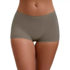 Women's High Waist Seamless Boyshorts Elastic Waistband Ice Silk Breathable Comfy Shorts -Fashion Clothing Store 7819652 Brown 1