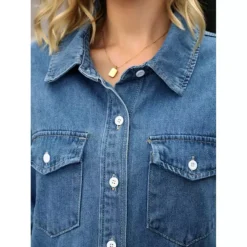 Women's Jean Jacket Long Sleeve Button Down Western Shacket With Pockets Lightweight Denim Jacket -Fashion Clothing Store 7819671 ALT3
